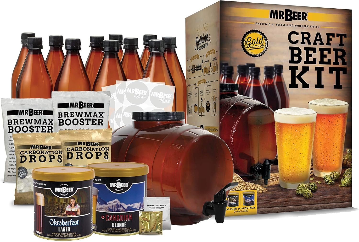 Mr. Beer – Craft Beer Making Kit 4 Gallon Complete DIY Home Brew Set Everything Included, Bottles, Refills Brew in 30 Minutes