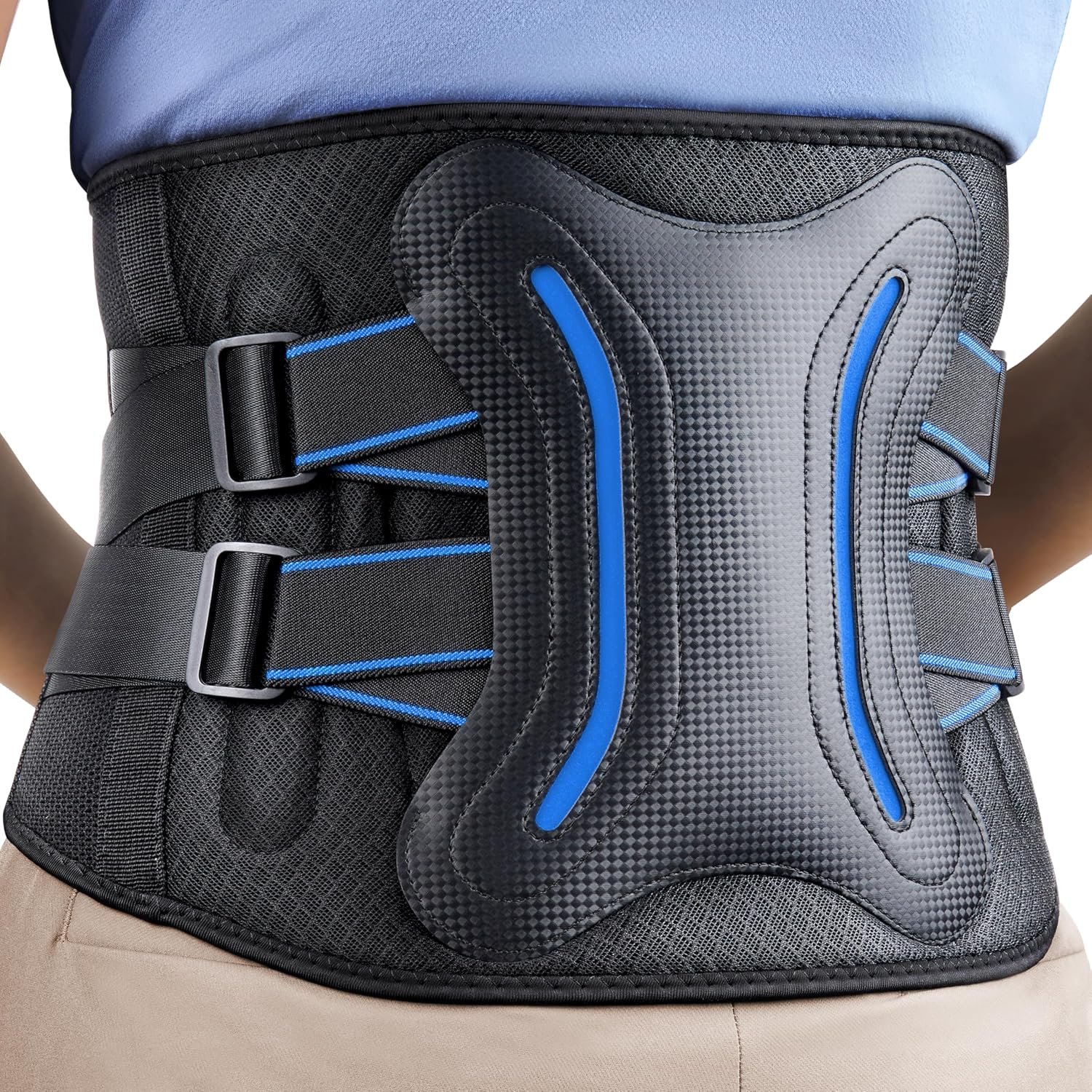 FEATOL Back Brace for Lower Back Men Women, 5-Stays Lumbar Support Belt, L