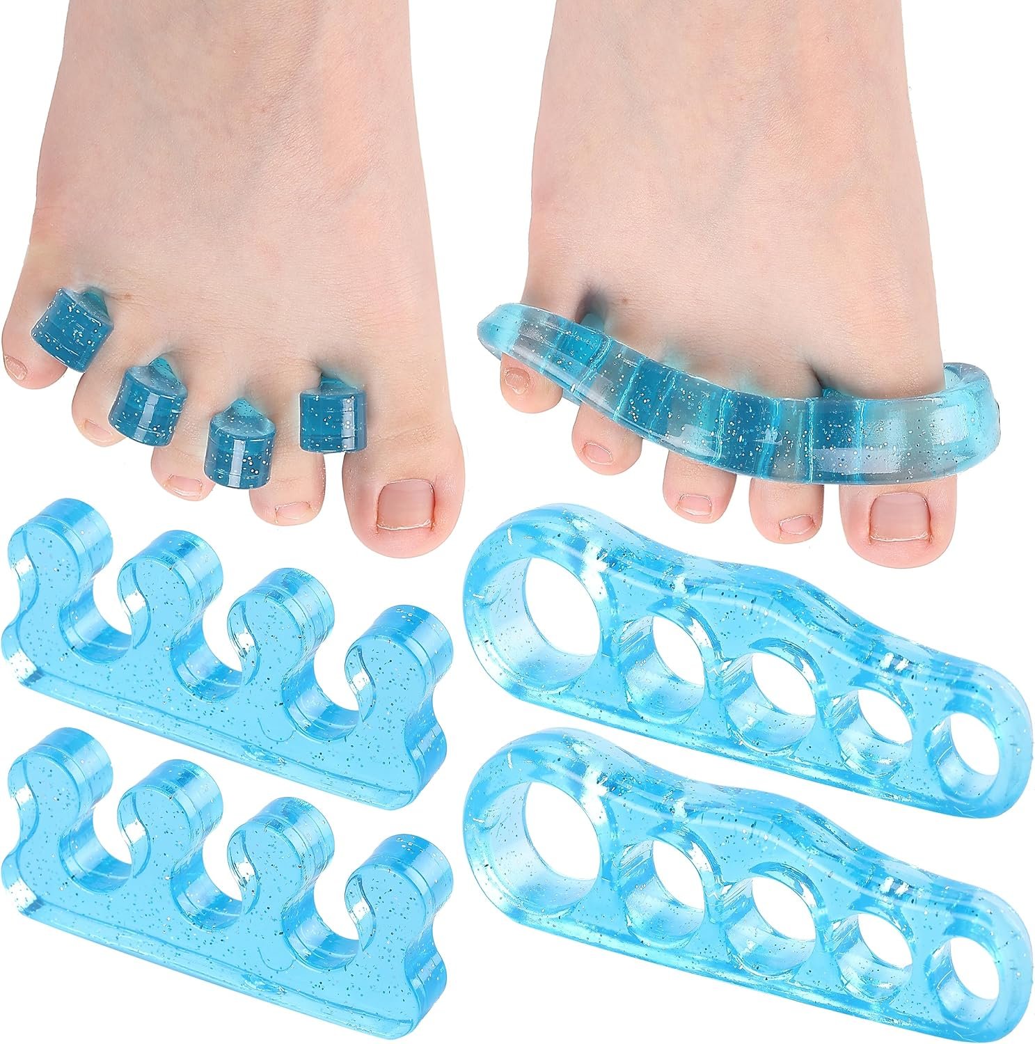 DR. JK- ToePal Gel Toe Separator, 2 Pairs, Toe Spacers, Toe Straightener, Hammer Toe Straightener, Toe Spreader, Toe Stretcher, Toe Corrector for Women and Men, Bunion Corrector