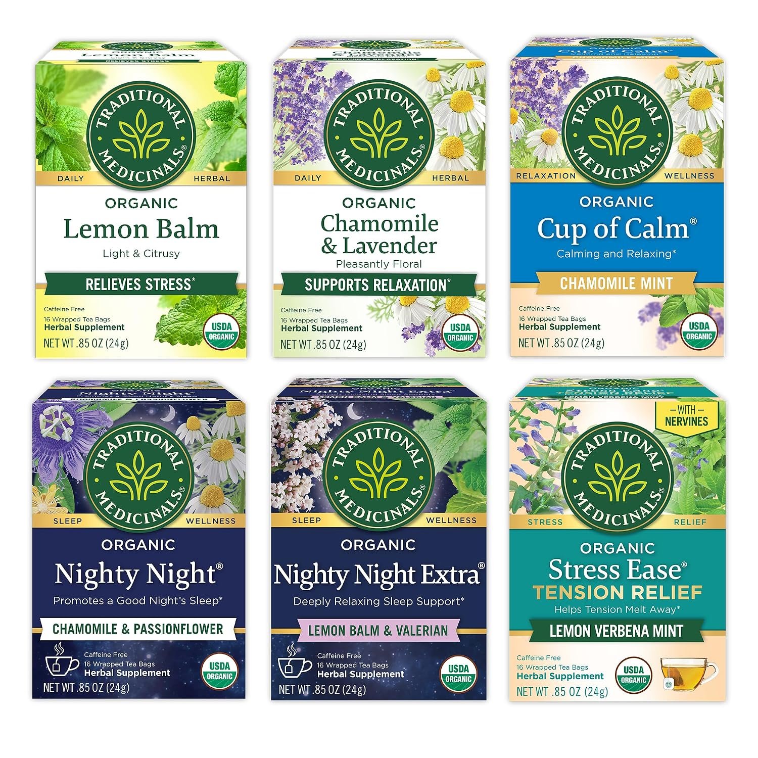 Traditional Medicinals Organic Stress & Sleep Variety Pack, 96 Tea Bags