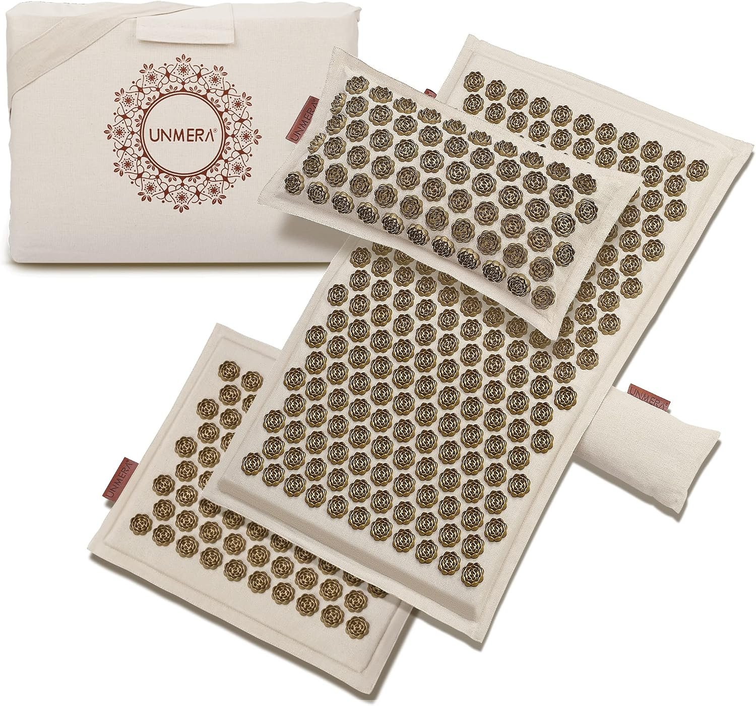 UNMERA Acupressure Mat and Pillow Set,Natural Linen & Coconut Fiber Filling