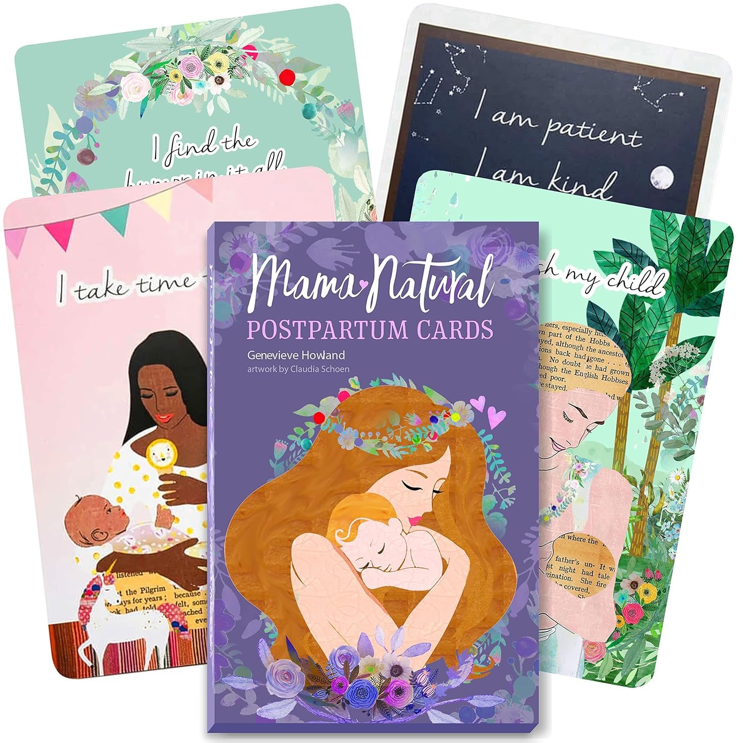 Mama Natural Postpartum Affirmation Cards for Women – 50 Uplifting and Vibrant Mama Natural Cards to Support New Moms After Birth | new mom affirmation cards & Pregnancy Postpartum Gifts for Mom