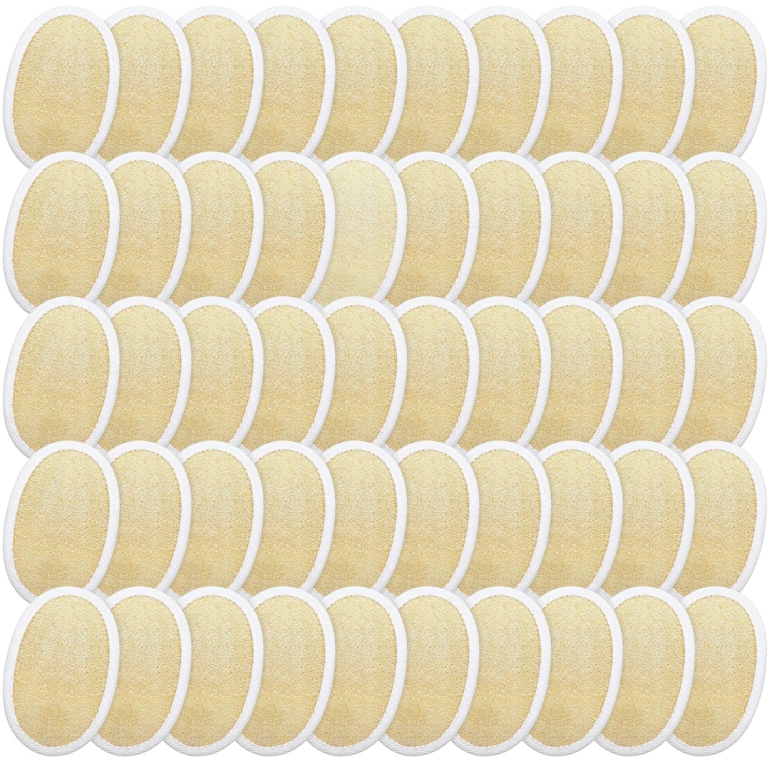 Meanplan 100 Pieces Exfoliating Loofah Pad Body Scrubber Bath Shower Loofah Sponge Pad Natural Exfoliating Scrubber Luffa Brush Close to Skin for Men Women Shower Bath and Spa
